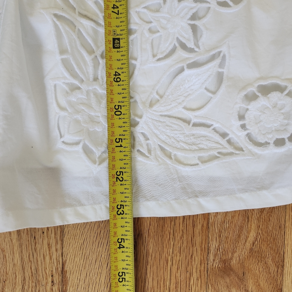 Anthropologie Vineet Bahl Sleeveless V-Neck Floral Embroidery Midi White Size S - Picture 10 of 13